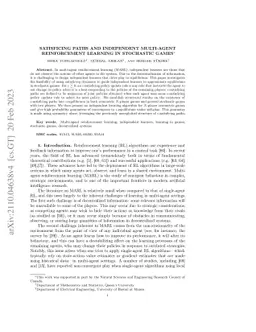 Satisficing Paths and Independent Multi-Agent Reinforcement Learning in
  Stochastic Games