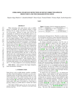 Streaming on-device detection of device directed speech from voice and
  touch-based invocation
