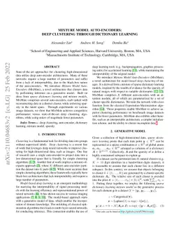 Mixture Model Auto-Encoders: Deep Clustering through Dictionary Learning