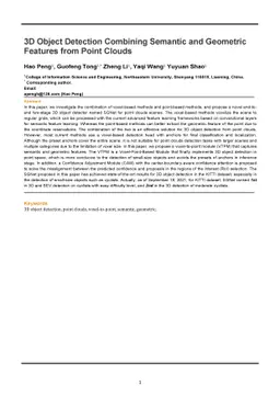 3D Object Detection Combining Semantic and Geometric Features from Point
  Clouds