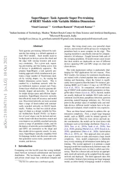 SuperShaper: Task-Agnostic Super Pre-training of BERT Models with
  Variable Hidden Dimensions