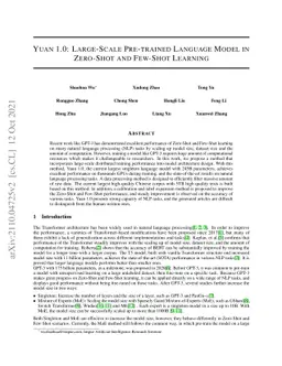 Yuan 1.0: Large-Scale Pre-trained Language Model in Zero-Shot and
  Few-Shot Learning