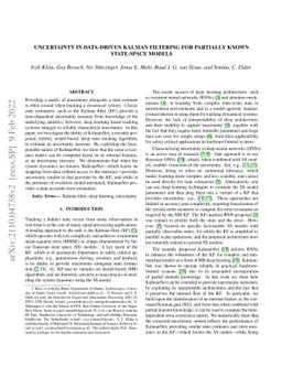 Uncertainty in Data-Driven Kalman Filtering for Partially Known
  State-Space Models