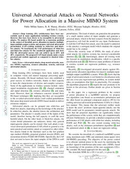 Universal Adversarial Attacks on Neural Networks for Power Allocation in
  a Massive MIMO System