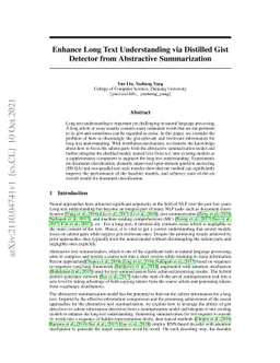 Enhance Long Text Understanding via Distilled Gist Detector from
  Abstractive Summarization
