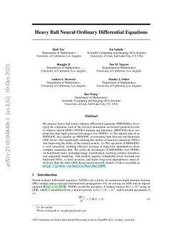 Heavy Ball Neural Ordinary Differential Equations