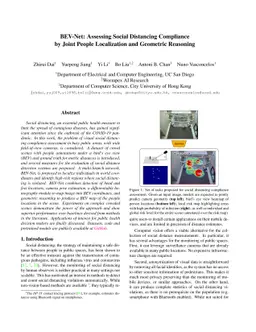 BEV-Net: Assessing Social Distancing Compliance by Joint People
  Localization and Geometric Reasoning