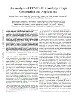 An Analysis of COVID-19 Knowledge Graph Construction and Applications
