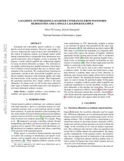 LaughNet: synthesizing laughter utterances from waveform silhouettes and
  a single laughter example