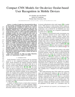 Compact CNN Models for On-device Ocular-based User Recognition in Mobile
  Devices