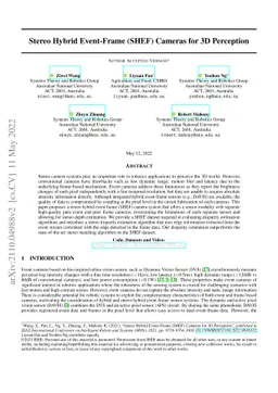 Stereo Hybrid Event-Frame (SHEF) Cameras for 3D Perception