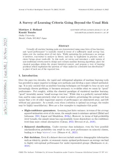 A Survey of Learning Criteria Going Beyond the Usual Risk