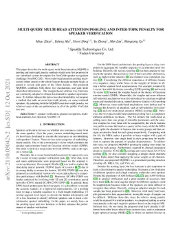 Multi-query multi-head attention pooling and Inter-topK penalty for
  speaker verification