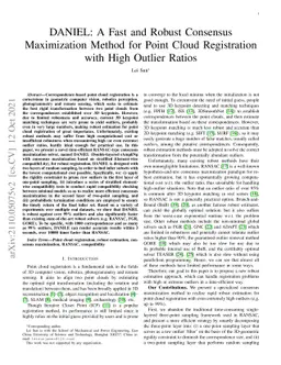 DANIEL: A Fast and Robust Consensus Maximization Method for Point Cloud
  Registration with High Outlier Ratios