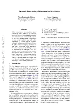 Dynamic Forecasting of Conversation Derailment