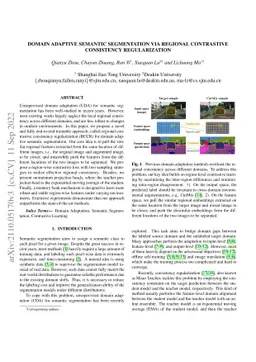 Domain Adaptive Semantic Segmentation via Regional Contrastive
  Consistency Regularization