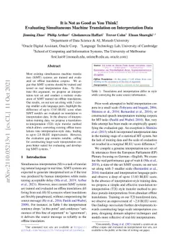 It is Not as Good as You Think! Evaluating Simultaneous Machine
  Translation on Interpretation Data