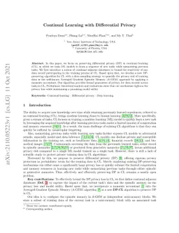 Continual Learning with Differential Privacy