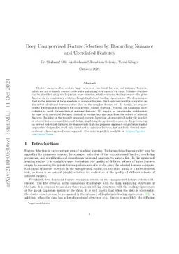 Deep Unsupervised Feature Selection by Discarding Nuisance and
  Correlated Features