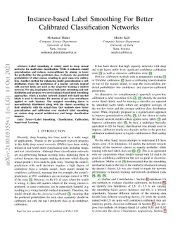Instance-based Label Smoothing For Better Calibrated Classification
  Networks
