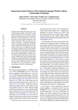 Improving Gender Fairness of Pre-Trained Language Models without
  Catastrophic Forgetting