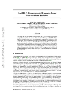CASPR: A Commonsense Reasoning-based Conversational Socialbot