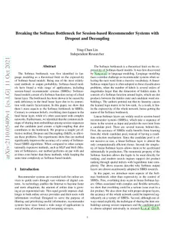 Breaking the Softmax Bottleneck for Sequential Recommender Systems with
  Dropout and Decoupling
