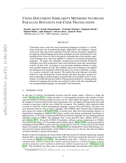 Using Document Similarity Methods to create Parallel Datasets for Code
  Translation