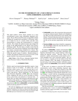 On the invertibility of a voice privacy system using embedding
  alignement