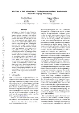 We Need to Talk About Data: The Importance of Data Readiness in Natural
  Language Processing