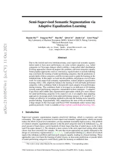 Semi-Supervised Semantic Segmentation via Adaptive Equalization Learning