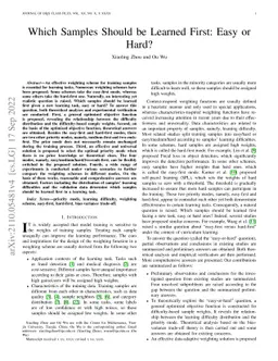 Which Samples Should be Learned First: Easy or Hard?
