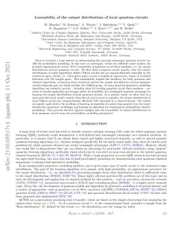 Learnability of the output distributions of local quantum circuits