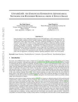 UnfairGAN: An Enhanced Generative Adversarial Network for Raindrop
  Removal from A Single Image