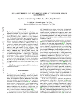 SRU++: Pioneering Fast Recurrence with Attention for Speech Recognition