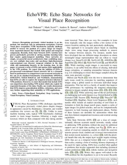 EchoVPR: Echo State Networks for Visual Place Recognition
