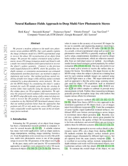 Neural Radiance Fields Approach to Deep Multi-View Photometric Stereo