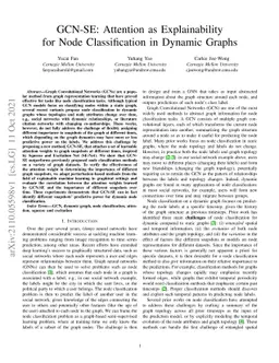 GCN-SE: Attention as Explainability for Node Classification in Dynamic
  Graphs