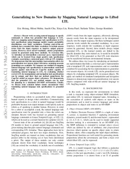 Generalizing to New Domains by Mapping Natural Language to Lifted LTL