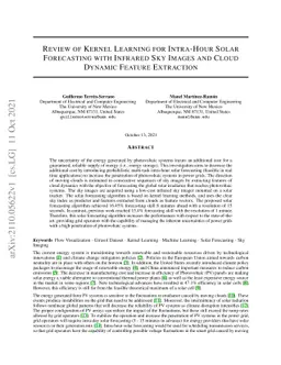 Review of Kernel Learning for Intra-Hour Solar Forecasting with Infrared
  Sky Images and Cloud Dynamic Feature Extraction