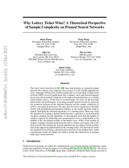 Why Lottery Ticket Wins? A Theoretical Perspective of Sample Complexity
  on Pruned Neural Networks