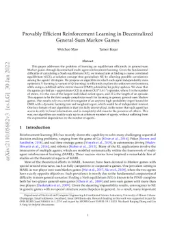 Provably Efficient Reinforcement Learning in Decentralized General-Sum
  Markov Games