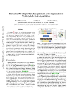 Hierarchical Modeling for Task Recognition and Action Segmentation in
  Weakly-Labeled Instructional Videos
