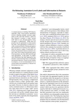 On Releasing Annotator-Level Labels and Information in Datasets
