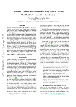 Adapting TTS models For New Speakers using Transfer Learning