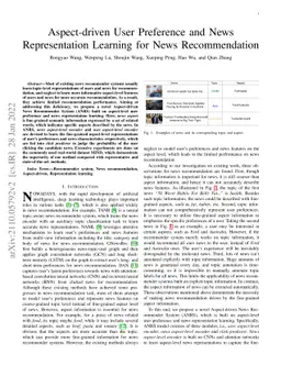 Aspect-driven User Preference and News Representation Learning for News
  Recommendation