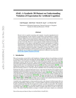 AVoE: A Synthetic 3D Dataset on Understanding Violation of Expectation
  for Artificial Cognition