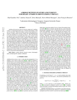 A bridge between features and evidence for binary attribute-driven
  perfect privacy