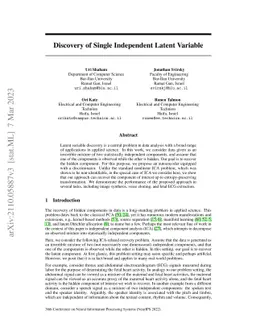 Discovery of Single Independent Latent Variable