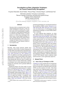 Investigation on Data Adaptation Techniques for Neural Named Entity
  Recognition